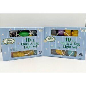 Vintage Easter String of 10 Lights IN BOX Chicken & Eggs Blow Mold Decor WORKS